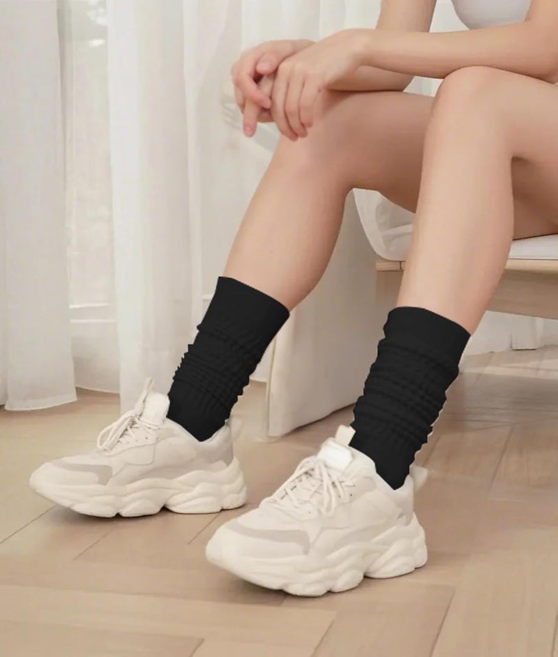 AugRing Store Womens Slouch Scrunch Socks Retro Knee High Soft Stack Chunky Cozy Boot Socks For Women Size 6-11 - Image 3